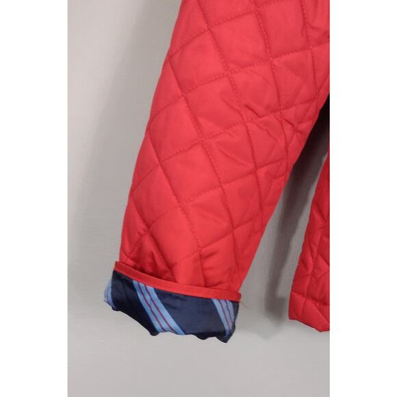 Talbots Diamond Quilted Military Jacket Red Size Medium Zipper Front - Picture 10 of 15
